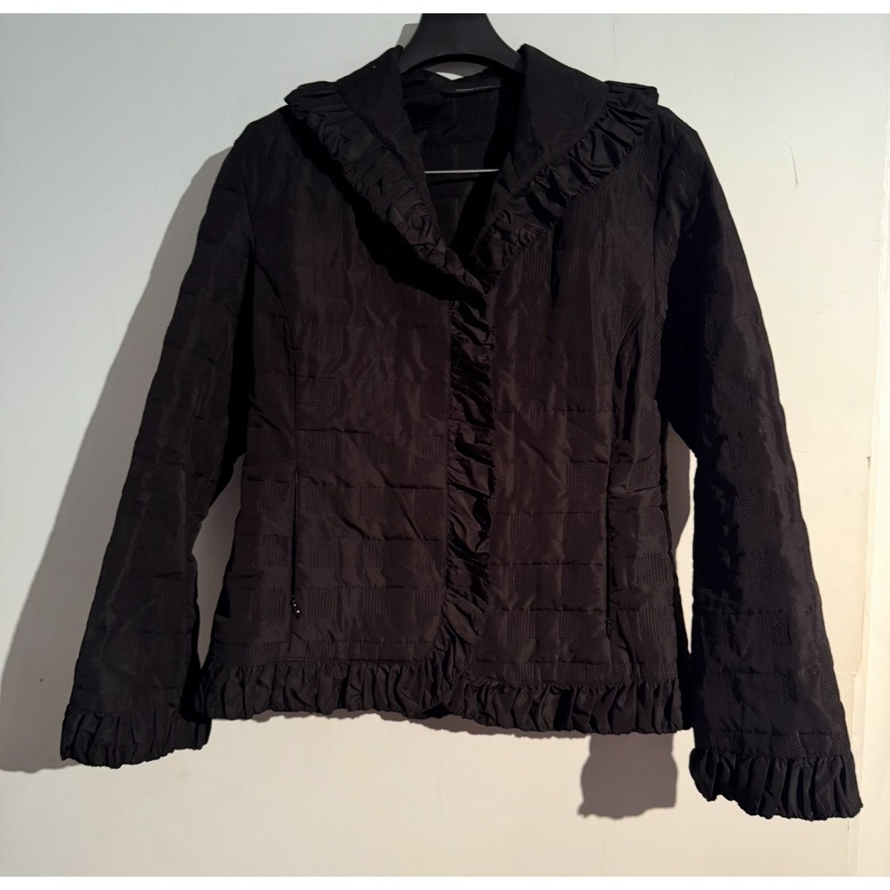 Samuel Dong‎ Small Black Ruffled Neckline Jacket